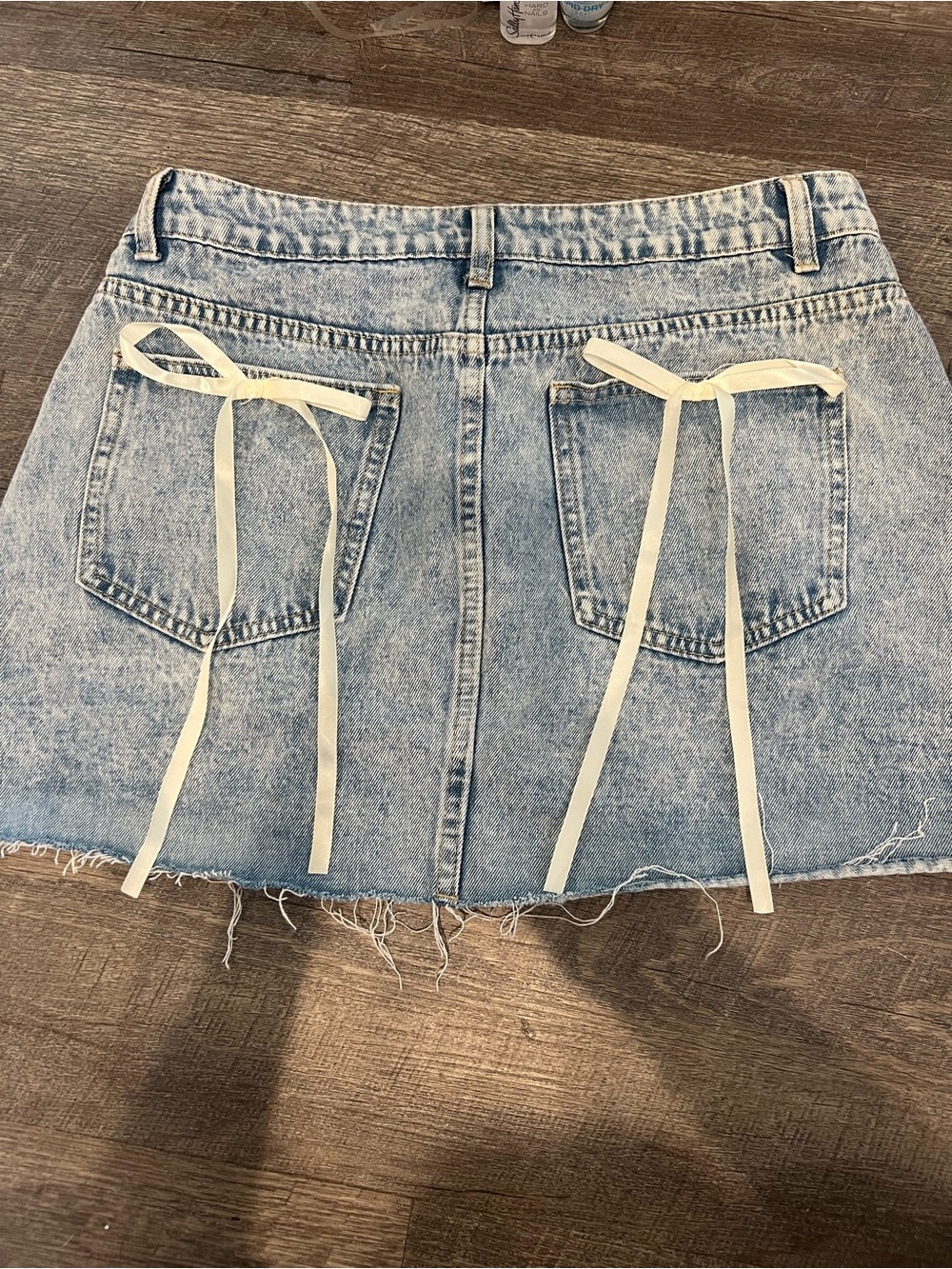 Light Wash Denim Skirt with bows